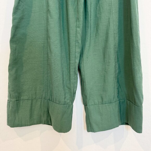 Ganni Wide Leg Cropped High Rise Trouser Pants Myrtle Green Contemporary Size 4 - Picture 5 of 11